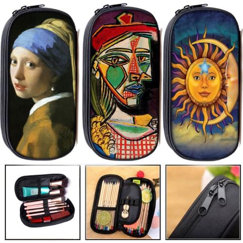 Starry Night Pencil Bag Teenager Boys Girls Pencil Box Kids Oil Painting pencil case School Supplies Women Cosmetic Cases