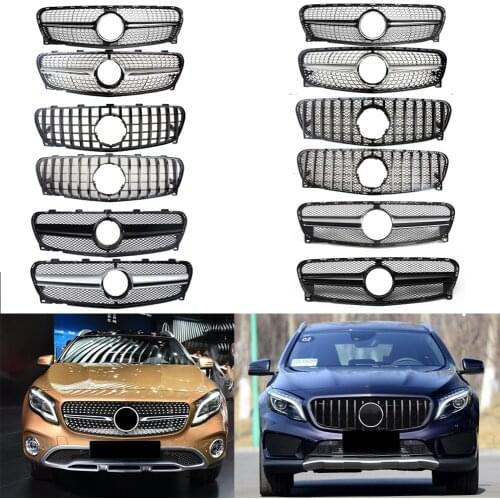 Front Bumper Racing Grill Billet Grille Cover For Mercedes-Benz X156 GLA-Class 2014-2019 Diamond GT