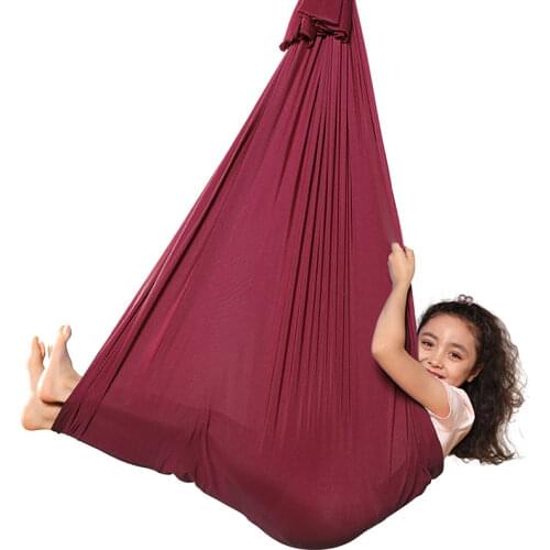 150x280cm Full set Kids Home Hanging Swing Hammock Seat Outdoor Nylon Elastic Therapy Cuddle Wrap Aerial Yoga Hammock