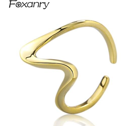 Foxanry Adjustable 925 Sterling Silver Open Rings for Women New Trendy Elegant Creative Irregular Design Party Jewelry Girl Gift
