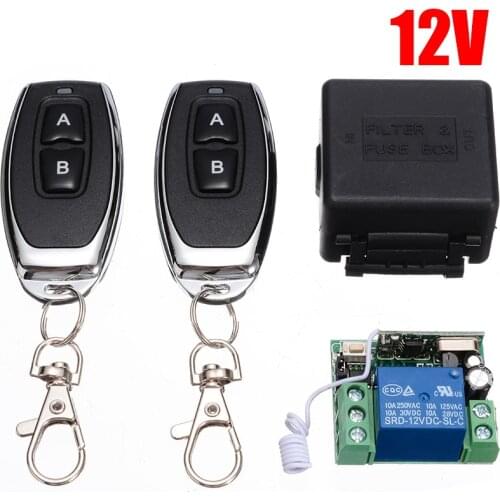 433MHz Wireless Relay Switch Module DC 12V 1Channel relay Receiver Module 2RF Transmitter Remote Control for Garage Door