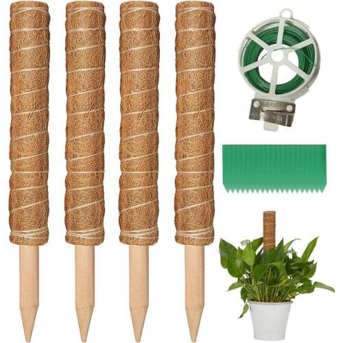 Coir Moss Totem Pole Garden Moss Rods Coconut Shell Plant Support for Climbing Plants Support Extension Stackable Moss Rod 40 Cm