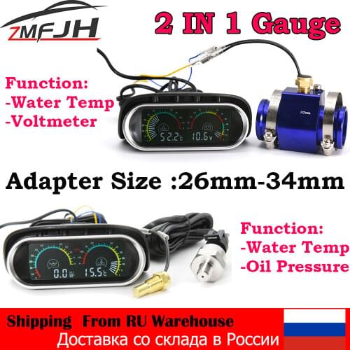 2 Functions 12v/24v Universal Truck Car Oil Pressure Gauge + Water Temperature Gauge Set Meter Sensor Oil Pressure Indicator