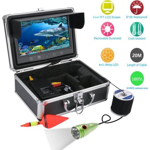 GAMWATER 10" Inch HD 720P 1000tvl Underwater Fishing Video Camera Kit 6 PCS LED Lights with 10" Inch Color Monitor 20M 30M 50M