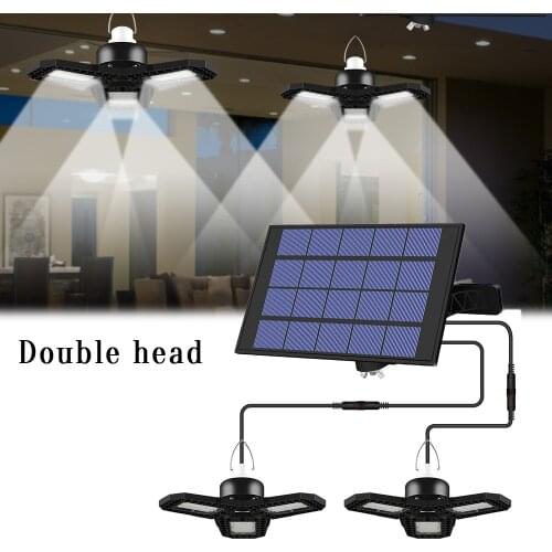 IP65 Waterproof Double Head Solar Pendant Light Outdoor Indoor Solar Lamp With Cable Suitable For Courtyard, Garden, Indoor etc