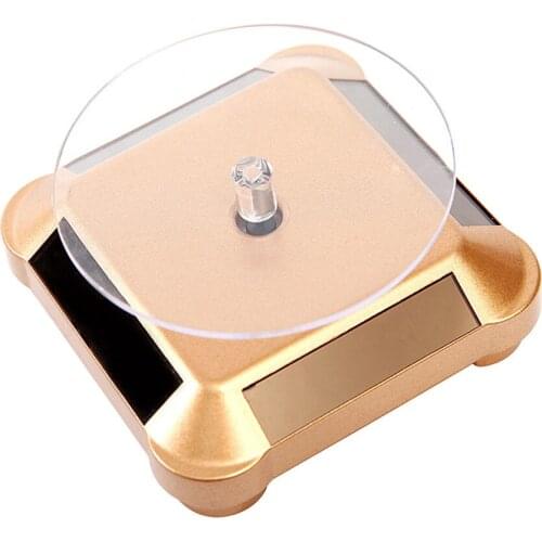 Solar Energy Electric Rotating Display Stand Tray Jewelry Accessories Prop Stand Phone Display Stand Battery Included(Golden)