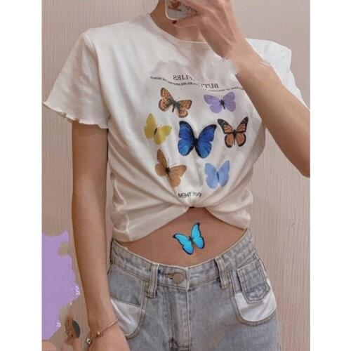 Woman Tshirts Tops Pokemon Vintage butterffy Printed Shirts Womens Leisure Short Sleeves T-shirts Free Dropshipping WBXXYS101