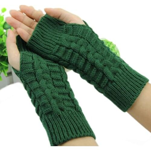 Winter Women Gloves Hand Arm Crochet Cable Knitting Gloves Mittens Knitted Warm Fingerless Wrist Gloves For Female Girls