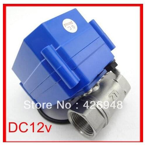 1/2'' 2 wires control 12V DC Stainless Steel Mini Electric Ball Valve, DN15 SS Motorized Ball Valve