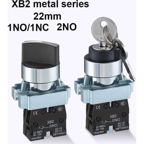 1PCS Button XB2 2/3 position knob turn change-over switch master switch 22 key button 1NO1NC 1NO 1NC 2NO