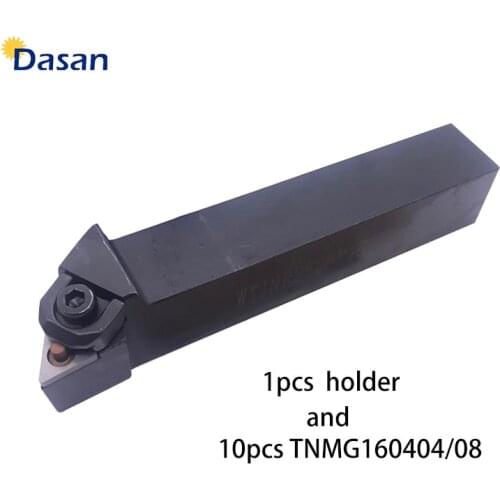1pcs WTJNR2525M16 and10pcs TNMG160404 TNMG 160408 External Turning Cutter CNC Lathe Toolholder Set