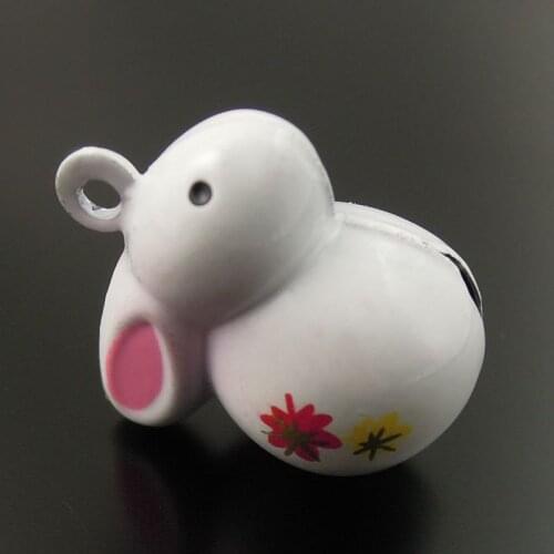 10pcs/lot Jingle Bells Lot Craft Charm Christmas Baby Girl Handmade Baby Gift Cute White Rabbit Phone Pet Decor 22*18*13mm 35274