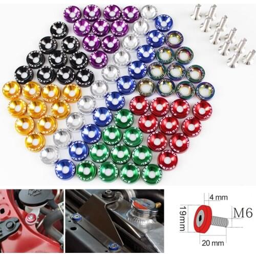 10pcs M6 Car Styling Universal Modified Hex Fasteners Fender Washer Bumper Engine Screws License Plate Bolts Auto Accessories
