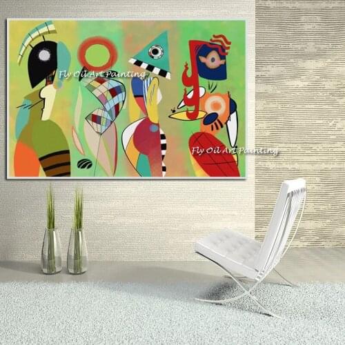 100% Handmade Oil Painting Canvas Paintings Vasily Kandinsky Wall Abstract For drawing Room Free shipping Decorative Pictures