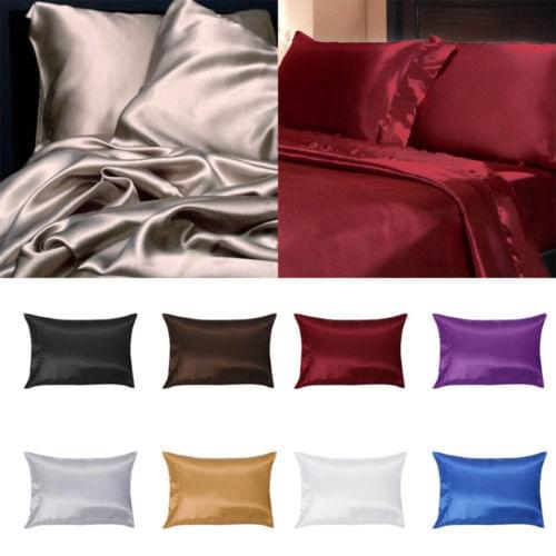 2018 Home Solid Silk 2Pcs Pillow Case Cushion Cover Pillowcase Fit For Standard Queen Size Textile
