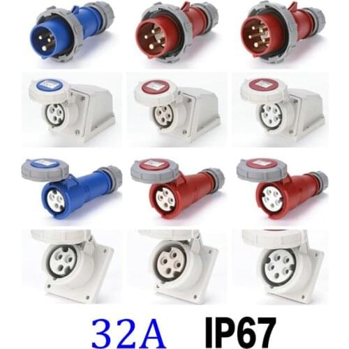 32A IP67 Waterproof Electric Industrial Plug Socket 3P 4P 5P Male/Female Industrial Connector