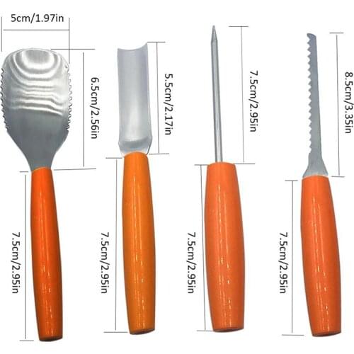 4 Piece Stainless Steel Pumpkin Carving Tool Fashionable Multifunctional Halloween Kitchen Tool Set