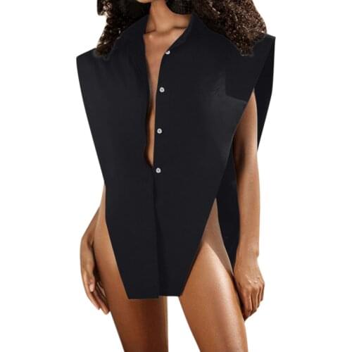 Fashion Blouse Women Solid Turn Down Oversize Collar Neck Button Down Shirt Loose Vest Tops 2021 Sexy Summer корейская одежда