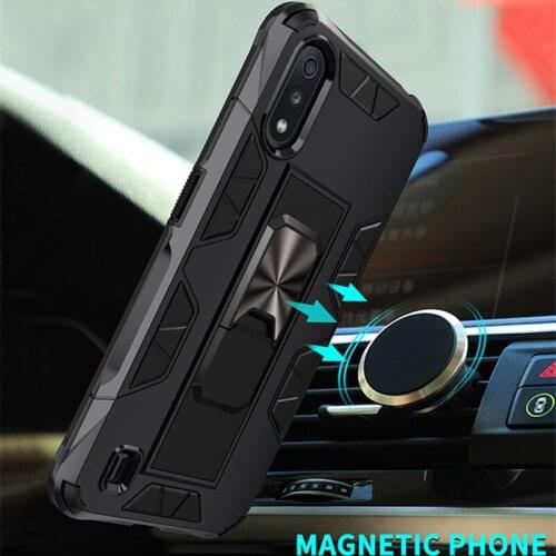 Luxury Armor Case For Samsung Galaxy A01 Magnetic Metal Ring Holder Stand Case For Samsung A01 GalaxyA01 A 01 A015 5.7inch Cover