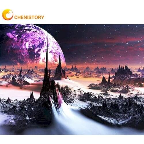 CHENISTORY Star Landscape Picture By Numbers For Adults HandPainted 40x50cm Frame On Canvas Acrylic Oil Paint Drawing Wall Craft