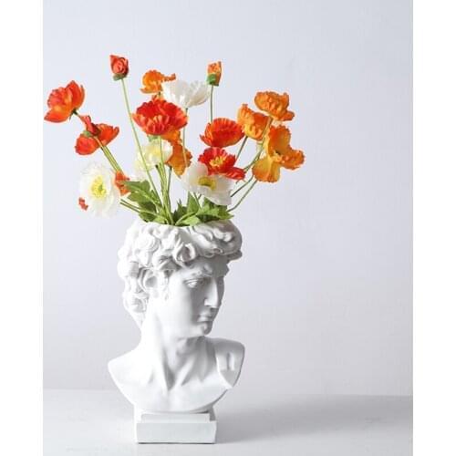 MICHELANGELO BUONARROTI DAVID HEAD PORTRAITS RESIN IMITATION GYPSUM VASE LIVING ROOM PLANTS FLOWER POT ORNAMENTS CRAFTWORK X1520