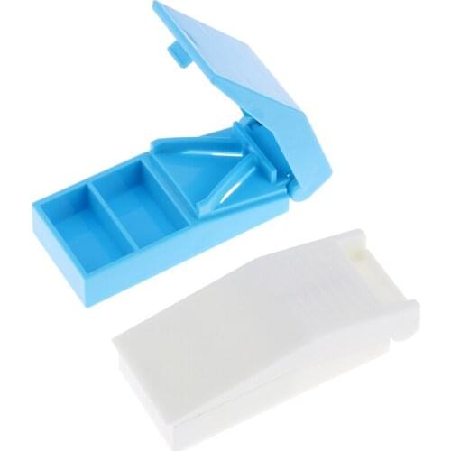 Pill Cutter Storage Divider Box Case Medicine Holder Tablet Cutter Splitter Crusher Personal Health Care Pill Cases Random color
