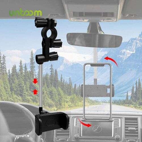 Untoom Car Rearview Mirror Phone Holder In Car 360 Degrees Rotating Cellphone Holder Stand for GPS Universal Car Headrest Mount
