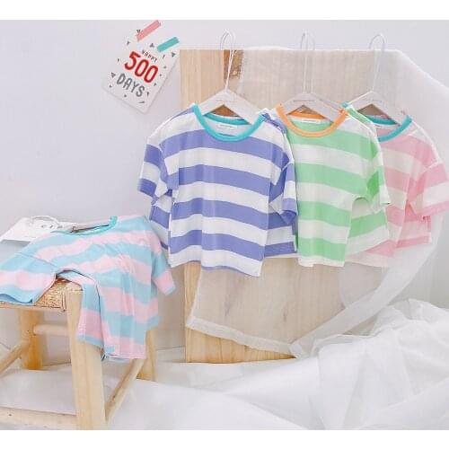 Kids Sleepwear Baby Girl Summer Cotton Sets Boys Pajamas Children Striped Pajamas Kids Nightwear 2-14Y Unisex Teenage Sleep Suit