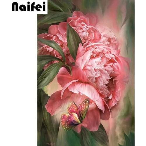 Hot Sale! 5D Full Square Diamond Painting Mosaic picture of rhinestone 5d Diamond Embroidery Flower with Butterfly home decor