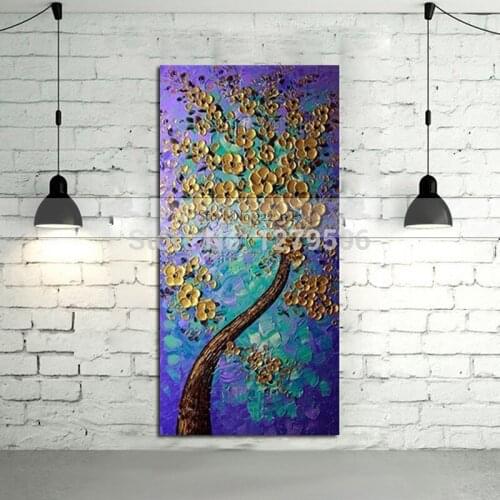 Canvas Painting Landscape Posters Golden Tree Art Canvas Poster hand painted Wall Art Pictures For Bedroom Room Home Decor