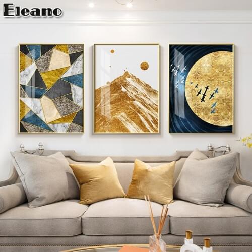 Canvas Painting Abstract Art Poster Gold Geometry Blending Landscape Print Picture Light Luxury Modern Simplicity Room Decor