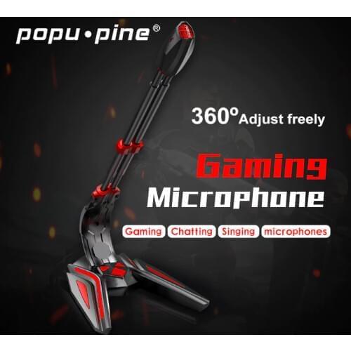 PopuPine Game Microphone USB 3.5 mm, Used For Desktop Computer Microphone Volume Adjustment Recording Game Chat Microphone