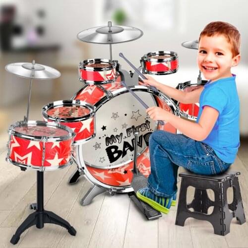 Jazz Drum Childrens Music Drum Instrument Toy Simulation Set Early Education Learning Music Toy Childrens Gift Bb50