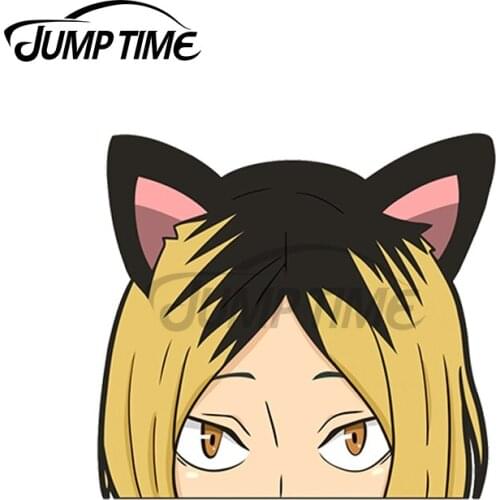 JumpTime 13 x 4cm For Kenma Neko Peeker Car Sticker Creative Vinyl Car Wrap Windows Surfboard Decal Waterproof Occlusion Scratch