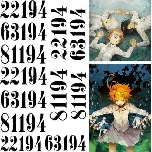 Anime The Promised Neverland Phil Gilda Don Ray Norman Emma Cosplay Prop Transfer Tattoos Tattooing Black Number In Stock