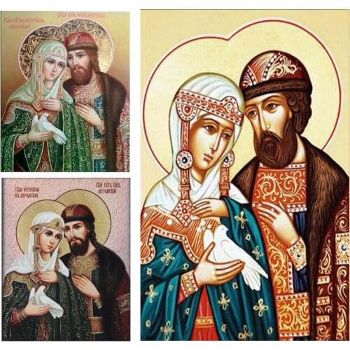 Sts. Peter and Fevronia off Murom Full square round drill diy 5d diamond painting mosaic cross stitch embroidery Religious icon