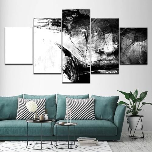 Canvas Painting black and white Abstract face 5 Pieces Wall Art Painting Modular Wallpapers Poster Print Home Decor