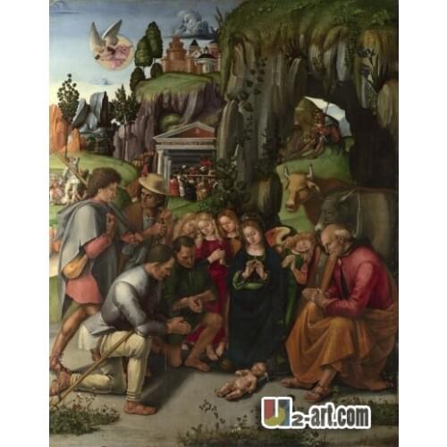 Canvas Prints (Adoration of the Shepherds Luca Signorelli) home decorate good quality painting printed on canvas Religion-234