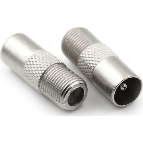 5PC/lot Coaxial Coax RF Adapter Connectors TV PAL Male Plug to "F" Female Silver Female F to Male Plug Adapter