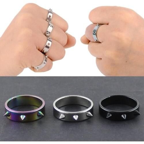 Punk Stainless Steel Barbed Ring Unisex Hip Hop Self-Defense Nails Barbed Ring Female Thorn Nails Barbed Prom Ring Jewelry Gifts