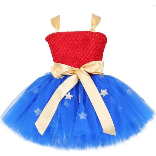 Wonder Girl Costume Children Girls Fancy Tutu Dress Up Superhero Cosplay Halloween Costume for Kids Party Princess Dresses 1-14Y