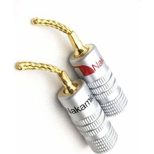 4Pcs/lot 2MM Nakamichi Copper Wire Gold-Plated Welding-Free Banana Plug Speaker Wire Plug Braided Wire Plug Connector Terminals