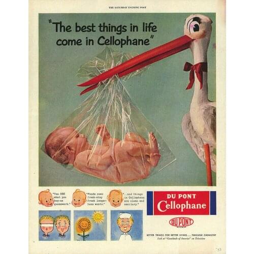 DU PONT CELLOPHANE METAL TIN SIGN POSTER WALL PLAQUE