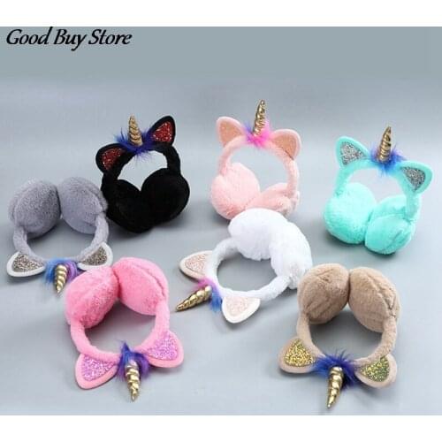 Children Cute Cat Winter Earmuffs Autumn Warm Plush Ear Cover Soft Fur Teenage Student Fashion Ears Warmer Hairbands Earflap