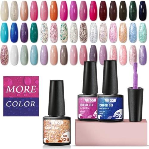 Mtssii 6ml Glitter UV Gel Nail Polish Glitter Rose Sequins Soak Off UV Gel Varnish Colorful Nail Gel Polish DIY Nail Art Polish