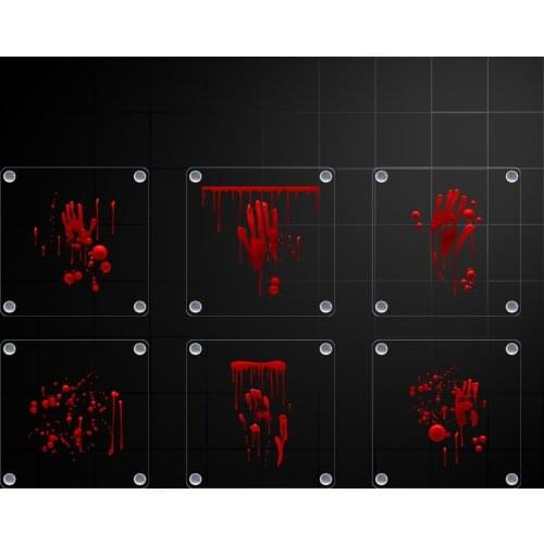 Set of 6 Blood Spatter Slide Coasters Clear Acrylic Square Coasters With Blood Splatters Craft Supplies Halloween Party Favors