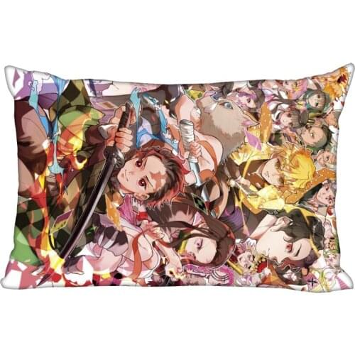 Custom Kimetsu no Yaiba Anime Pillowcase Satin Fabric Pillow Cover Rectangle Zipper Pillow Cases Home Office Wedding Decorative