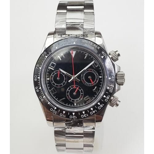 100% new high quality mens watch VK63 watch bomax marina quartz chronograph luminous pointer movement 39MM ceramic bezel D6