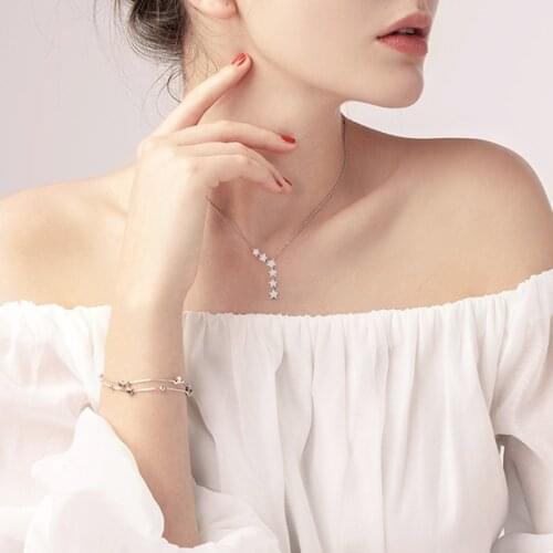 New Not Fade Stainless Steel Chain Gold Silver Color Y Necklace Stars Tassel Pendant Womens Necklaces Choker Banquet Jewelry