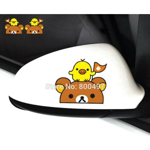 Newest Funny Cartoon Lovely Bear Rilakkuma Chicken Car Stickers for Tesla Toyota VW Toyota Chevrolet Honda Ford Audi Fiat Benz